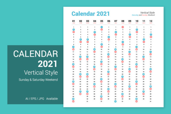 Calendar 2021 Vertical Design: Your Year at a Glance